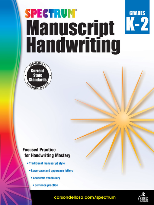 Cover image for Spectrum Manuscript Handwriting, Grades K--2
